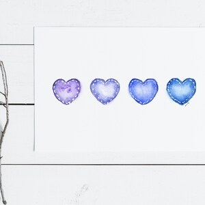 Cartões de agradecimento feitos à mão, conjunto de cartões fofos, cartão de dia dos namorados e aniversário, cartão de aquarela para BFF, cartões de felicitações de coração azul
