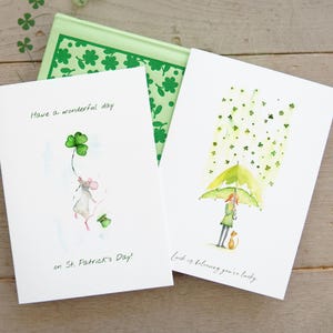 Lot de 2 cartes de voeux pour la Saint-Patrick, lot de 2 cartes aquarelle drôle pour la Saint-Patrick, cartes aquarelle pour la Saint-Patrick shamrock