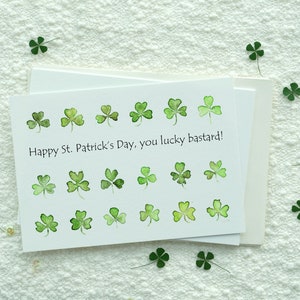 Tarjeta del día de San Patricio, juego de tarjetas del feliz día de San Patricio, tarjetas de trébol, tarjetas verdes, tarjetas del día de San Patricio en acuarela, postales en acuarela