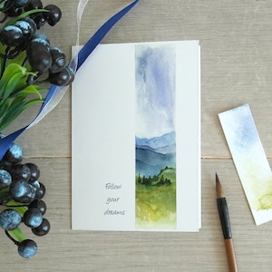 Pacote de cartões de agradecimento feitos à mão, cartão de saudades do Dia dos Namorados, cartão em aquarela para BFF, cartões de simpatia com paisagens em aquarela, conjunto de cartões exclusivos