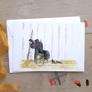 Cartões de aquarela com saudações de Halloween, conjunto de cartões de Halloween, artigos de papelaria de Halloween, cartão engraçado, bruxa assustadora