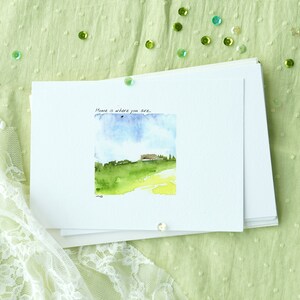 Pacote de cartões de agradecimento feitos à mão, cartão de saudades do Dia dos Namorados, cartão em aquarela para BFF, cartões de simpatia com paisagens em aquarela, conjunto de cartões exclusivos