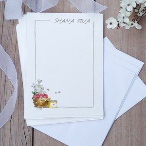 Biglietto d'auguri Shana Tova con acquerello, biglietto d'auguri personalizzato, biglietto di auguri per il capodanno ebraico, biglietto d'auguri floreale con acquerello, biglietto di auguri per le festività ebraiche dipinto,