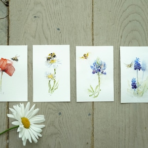 Rosh Haschanah Karten, Jüdische Neujahrskarten, Jüdische Blumenweihnachtskarten, Jüdische Shana Tova Karten, Grußkartenset, 4 Karten Set