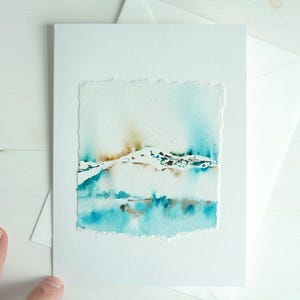 オリジナルの水彩画グリーティング カード、記念日または愛のカード、水彩画ゴラン高原のユニークなカード、印刷物ではありません。