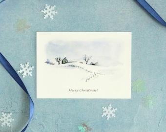 Cartes de Noël, Cartes d'art aquarelles, Jeu de cartes de Noël, Cartes de voeux pour les fêtes, Cartes de Joyeux Noël, Cartes de voeux vierges, Noël