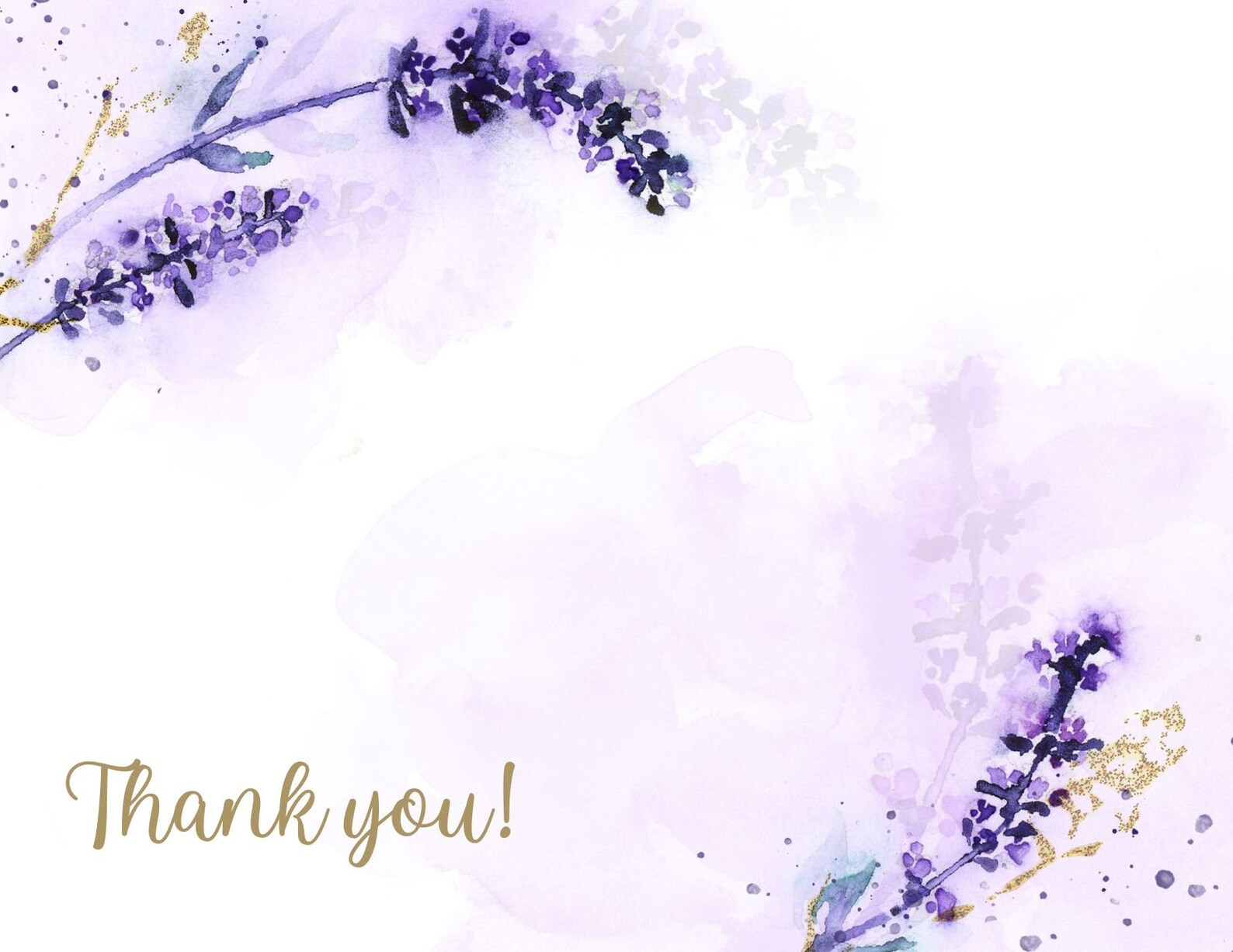 Printable Lavender Thank You Card, Watercolor Editable Thank You Card ...