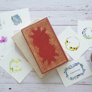 Kaartenset met bloemen, geïllustreerde kaarten met geschilderde bloemen, blanco liefdeskaarten met aquarel, inspirerende kaarten voor vrienden en familie, bedankkaarten