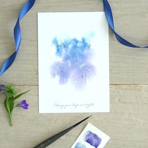 Carte de condoléances florale faite main, carte aquarelle paix et confort, carte de sympathie aquarelle pollen délicat, désolé pour votre perte
