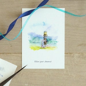 Cartão de aquarela para melhor amigo, pacote de cartões de felicitações, cartões fofos feitos à mão para você, cartão de amor, cartão para amigo, conjunto de cartões de rato engraçado