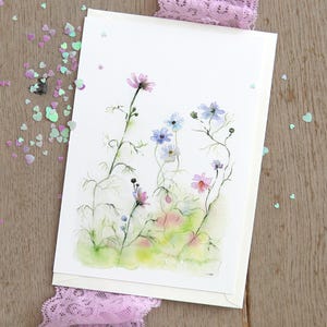 Handmade encouraging garden flowers and butterflies card pack, Watercolor Card for BFF, Watercolor floral good vibes Cards, Unique card set