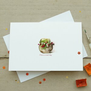 Handgemachte Erdbeeren haben einen süßen Tag Kartensatz, Aquarell Karte für BFF, Aquarell Blumen Beileid, einzigartiges Kartenset
