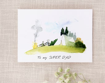 Printable Father's day Card, Funny dad greeting card, Father's day handmade Card, Watercolor Download Card for dad, Cute Daddy and me card,