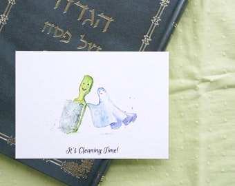 Printable funny Passover handmade card, Jewish Holiday greeting card, Happy Pesach card, Watercolor Download Jewish Celebration card,