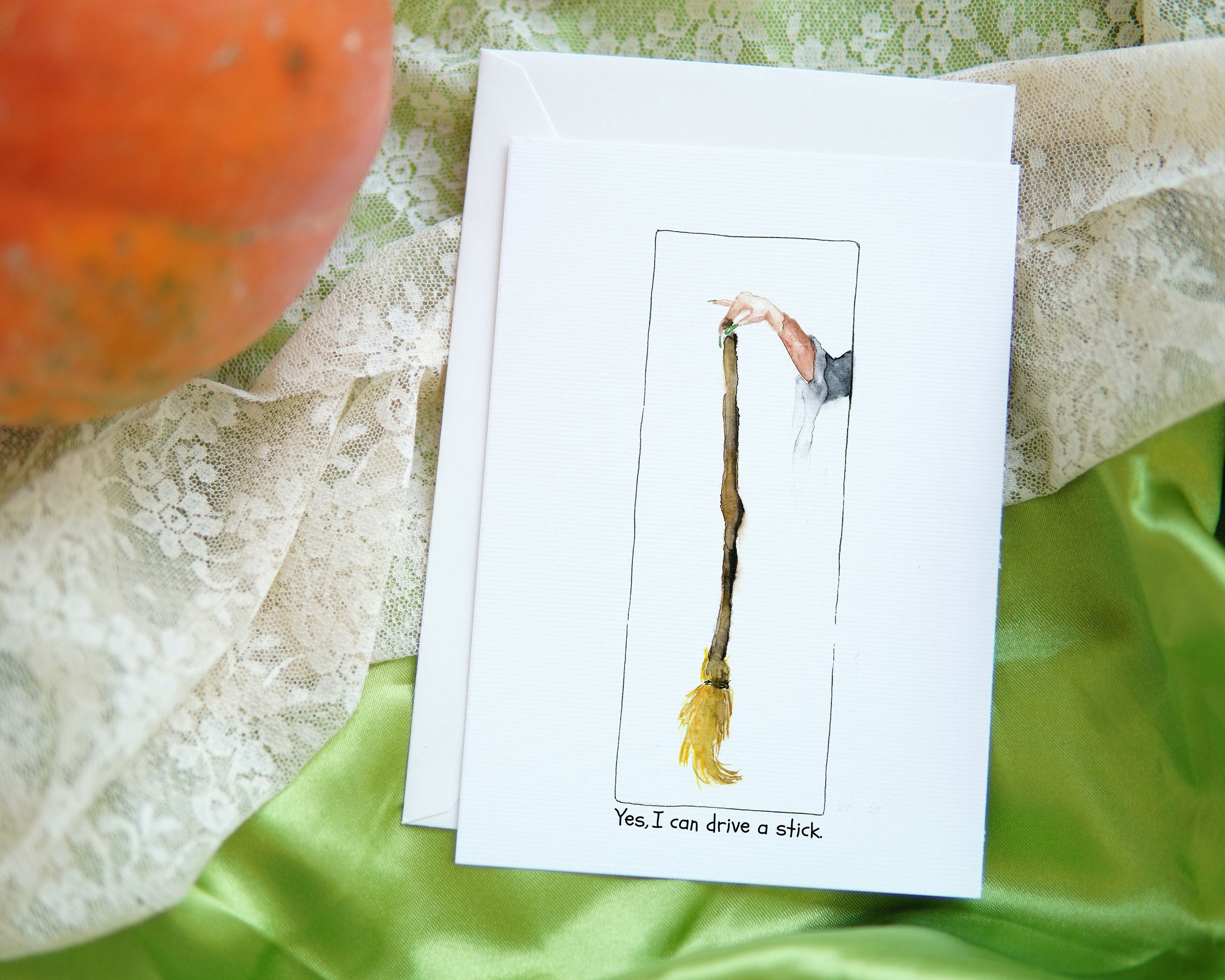 Funny Halloween Watercolor Card Set, Fall Holiday Card, Handmade ...