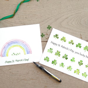 Lot de 2 cartes de voeux pour la Saint-Patrick, lot de 2 cartes aquarelle drôle pour la Saint-Patrick, cartes aquarelle pour la Saint-Patrick shamrock