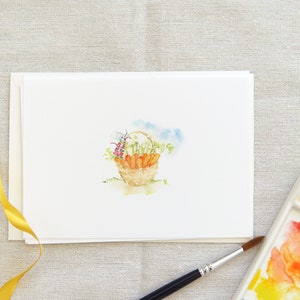 Cartões de cenouras de coelho da Páscoa, cartão de Páscoa engraçado, cartão de celebração, cartão de aquarela, conjunto de cartões fofos, cartão de ovos para colorir, cartão feito à mão