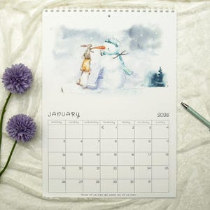 2026 Watercolor Monthly Deluxe calendar for girls, A4 limited edition whimsical inspirational calendar and planner.