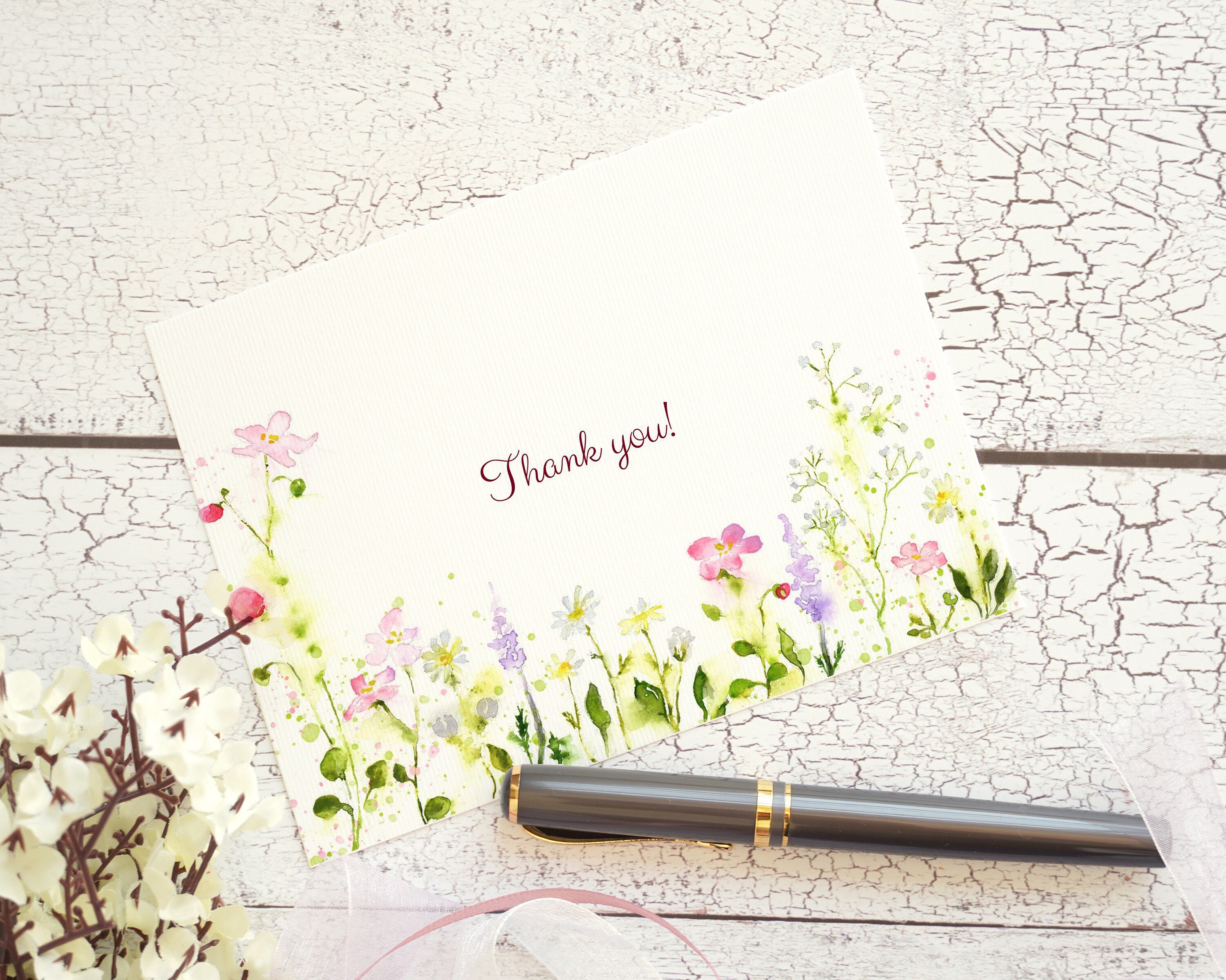 Watercolor Thank You Cards for Friends and Family, Watercolor Floral ...