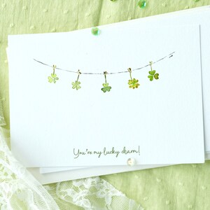 Cartão do dia de São Patrício, conjunto de cartões de feliz dia de São Patrício, cartões de trevo, cartões verdes, cartões de aquarela do dia de São Patrício, cartões postais de aquarela