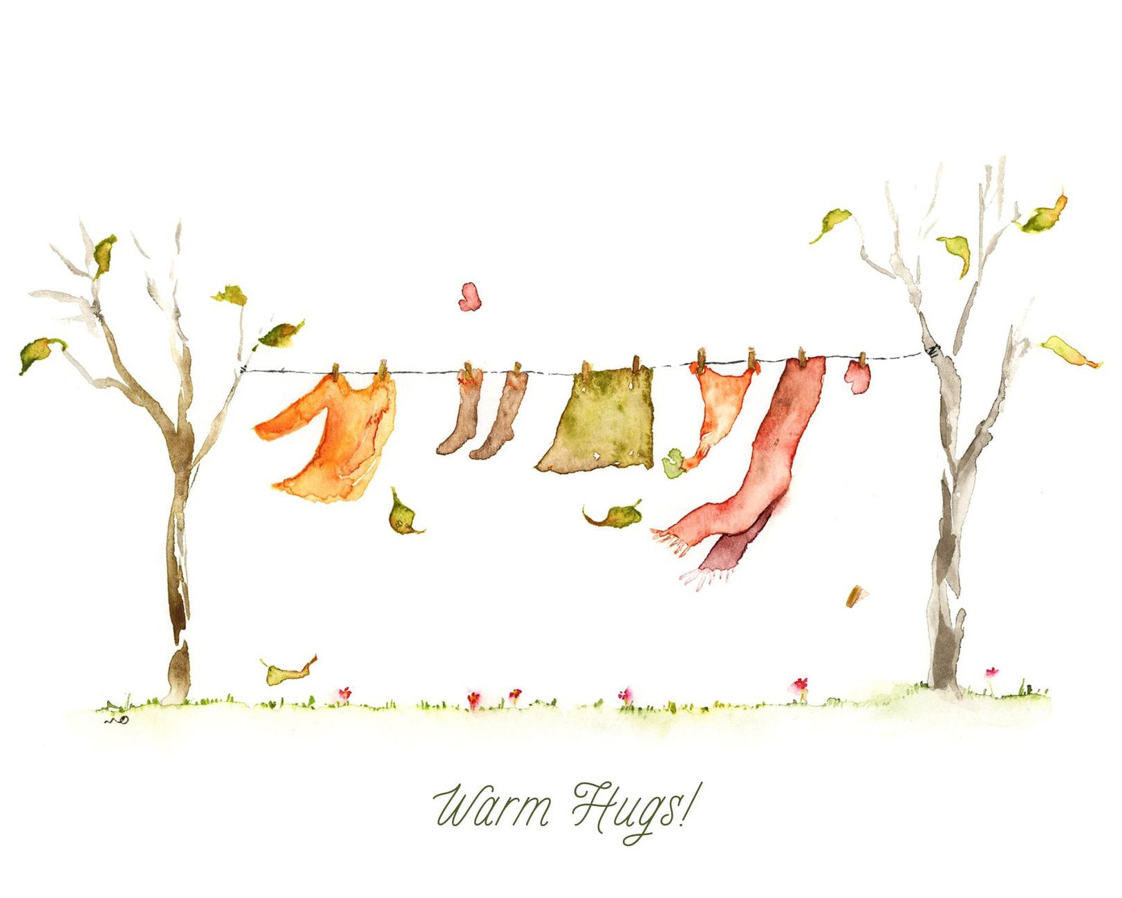 Thanksgiving Greeting Card Set, Watercolor Red Leaves Cards, Fall ...