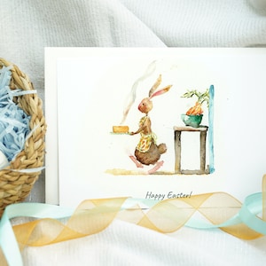 Cartões de Páscoa, Cartões de Natal, Cartão de Páscoa engraçado, Cartão de Celebração, Cartão de Aquarela, Conjunto de Cartões fofos, Cartão de felicitações de coelho, Cartão feito à mão