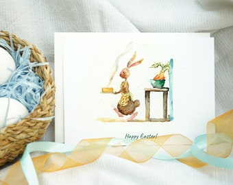 Easter Cards, Holiday Cards, funny Easter Card, Celebration Card, Watercolor Card, cute Card Set, bunny greeting card, handmade Card
