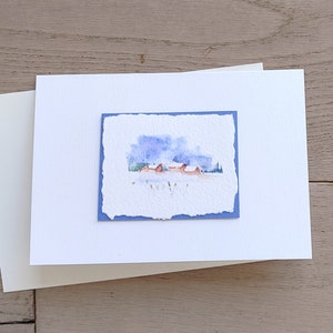 Set of 3 watercolor painted greeting cards of winter nature image 8