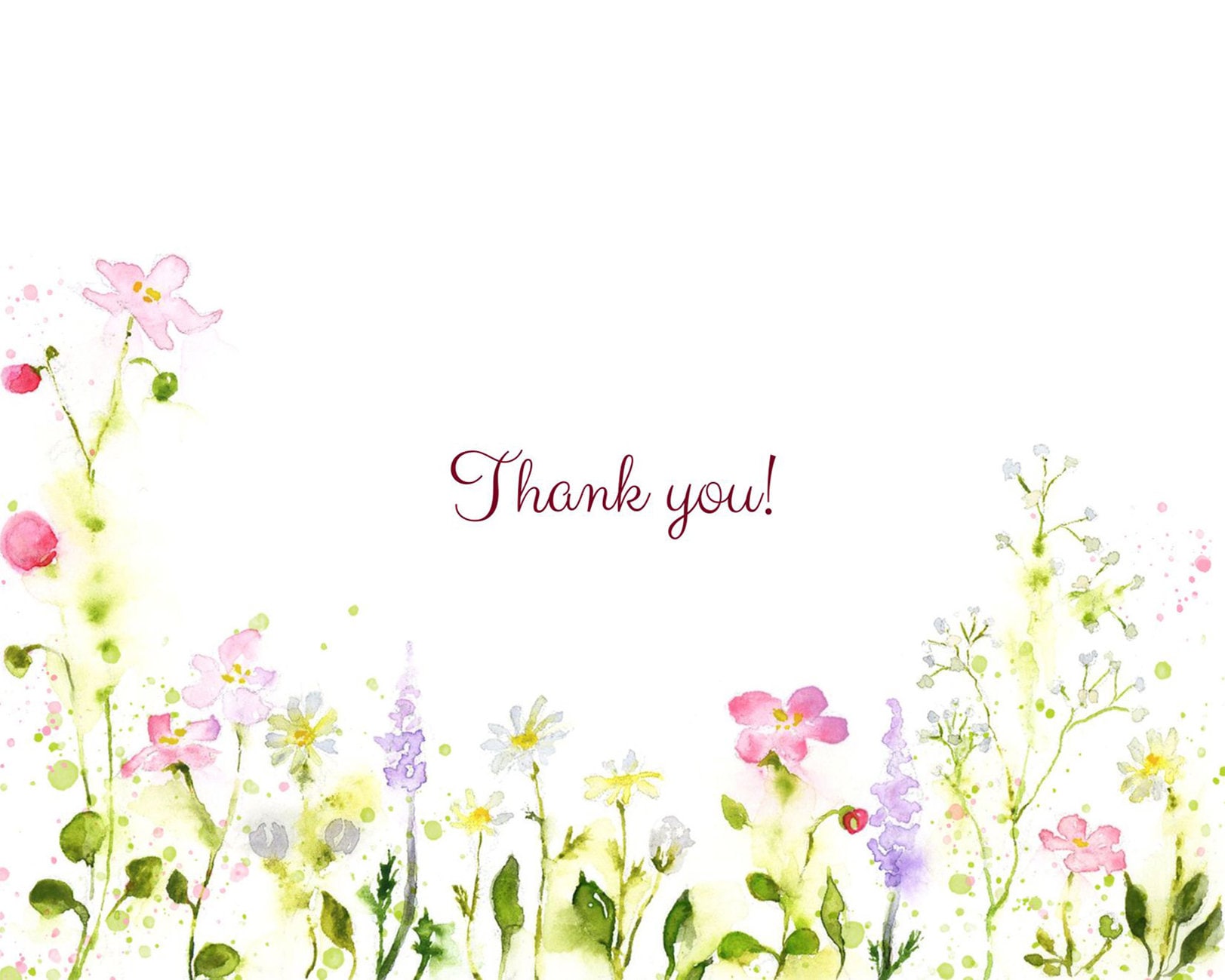 Watercolor Thank You Cards for Friends and Family, Watercolor Floral ...