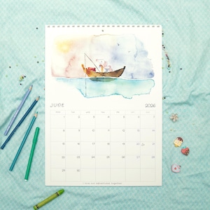 2026 Watercolor Monthly Deluxe 12x16 inches calendar for girls, Large A3 limited edition whimsical inspirational calendar and planner.