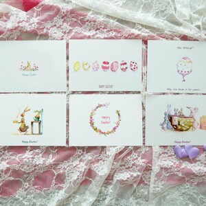 Jeu de cartes aquarelle Joyeuses Pâques, cartes de vœux peintes amusantes, cartes lapin pour amis et famille, jeu de cartes de Pâques faites main.