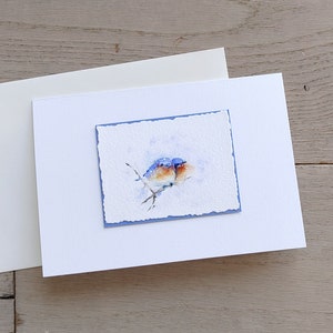 Set of 3 watercolor painted greeting cards of winter nature image 6