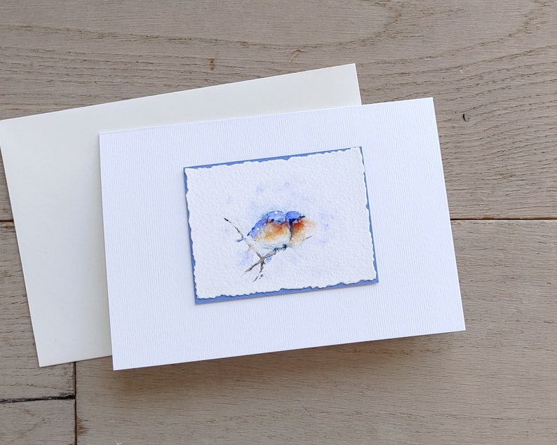 Set of 3 watercolor painted greeting cards of winter nature image 6