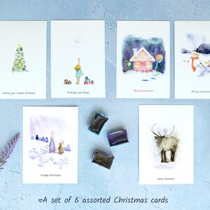 Lot de cartes de Noël, cartes de Noël aquarelles, cartes de joyeux Noël, jeu de cartes de Noël, jeu de cartes des fêtes, collection de cartes assorties pour les fêtes