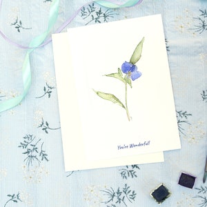 Aquarell Liebeskarten für Freunde und Familie, Blue Floral Card Set, Valentinstag und Jubiläumskarte, Floral Aquarell Wertschätzungskarte