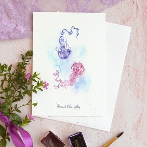 Cartões de amor feitos à mão, conjunto de cartões engraçados, cartão de dia dos namorados, cartão de aquarela, cartão BFF, cartão de aniversário, cartão de casal, conjunto de cartões de animais engraçados