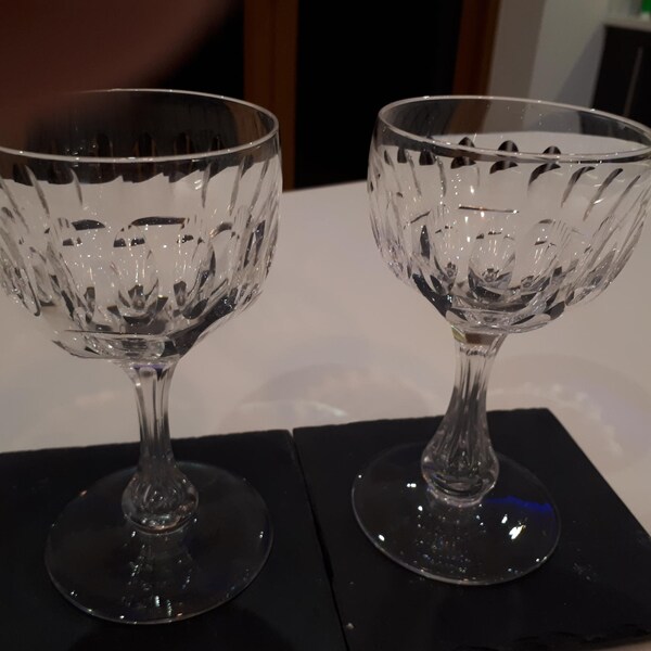 2 Vintage Crystal Sherry/Port Glasses