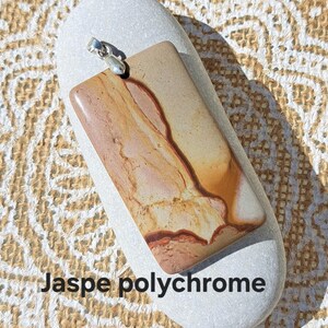 Polychrome jasper pendant, with chain and box + brochure of the benefits of +60 stones