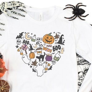 Cute Halloween Theme  long sleeve Shirt for Women Halloween T-Shirts Cute Teacher Halloween T-Shirts Mom Halloween T-Shirts Fall Shirts