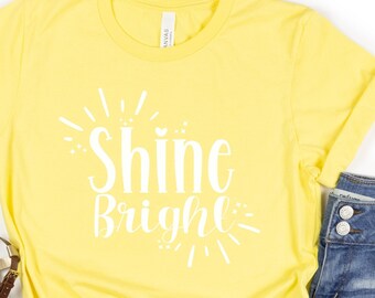 Shine Shirt Yellow Unisex Christian T Shirts for Women Christian Shirts Cute Shirts Women Let It Shine Womens Camp Shirt Yellow Sun Shirt