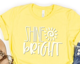 Shine Shirt Yellow Unisex Christian T Shirts for Women Christian Shirts Cute Shirts Women Let It Shine Womens Camp Shirt Yellow Sun Shirt