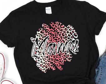Mama Leopard Shirt Moma Shirt mom shirt Gift for Mom Gift for Her Mothers Day Mom Life Tshirt Mom Life T-shirt Leopard Pattern Mother Shirt