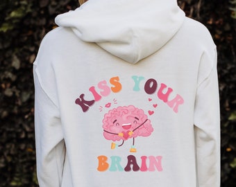 Teacher Hoodie, Teacher Appreciation Gift, Teacher Sweatshirts, Teacher Gifts, Teaching Squad Sweater, Kiss Your Brain Pullover, Retro Teach