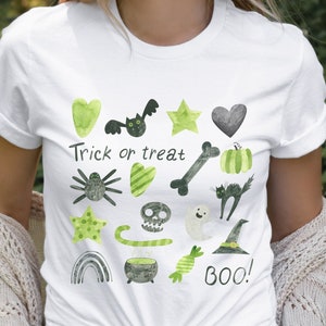 Cute Halloween Theme Shirt for Women, Halloween T-Shirts, Cute Teacher Halloween T-Shirts, Mom Halloween T-Shirts, Fall spooky Shirts, trick