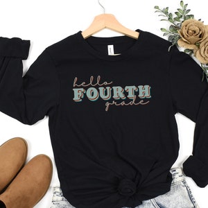 Fourth Grade Teacher long sleeve shirt 4thGrade Teacher Shirt Grade Level Shirts Teacher T Shirts Fourth Grade Squad first day of school fun