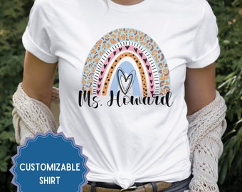Personalized Rainbow Teacher Shirt Teacher Team Tee Personalized School Tshirt Teacher Gift Customized Name Teacher Shirt Elementary Teacher