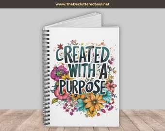 Created with a purpose Notebook for Women Birth Flower Name Journal Wildflower Gratitude Journal notepad Prayer Self Care Journal Wellness