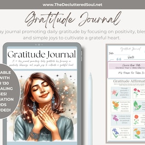 Digital Gratitude Journal Daily Gratitude planner for iPad GoodNotes Printable Journal Mental Health Self Care Mindfulness workbook spiritua