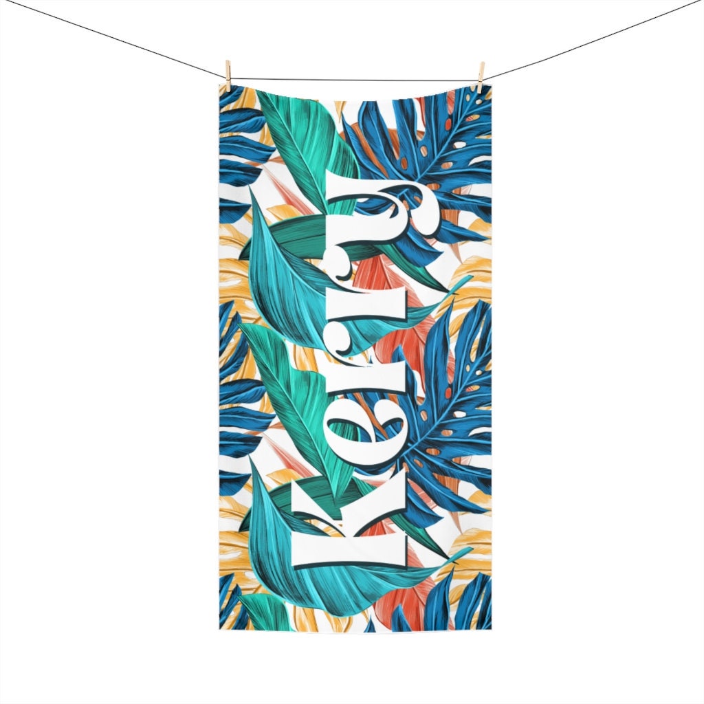 Custom Personalized Beach Towel - Tie Dye Design With Name, Edge-to-Edge Print, Adult Size - View #11