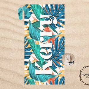 Custom Beach Towel, Tie Dye Personalized Beach Towel with Your Name - Monogrammed Towels, Custom Towels Custom Birthday Gift for Him Her
